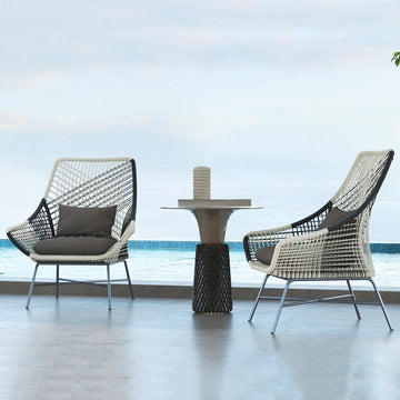 Outdoor PE Rattan Patio Chair Armchair with Cushion Pillow(Set of 2)
